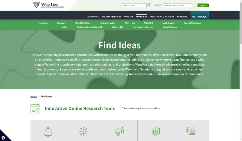 Find Ideas page
